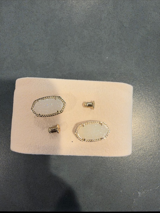 Kendra Scott Jewelry - Kendra Scott White Druzy Gold-Edged Stud Earrings